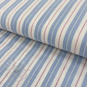 Double gauze/muslin YARN DYED Line blue