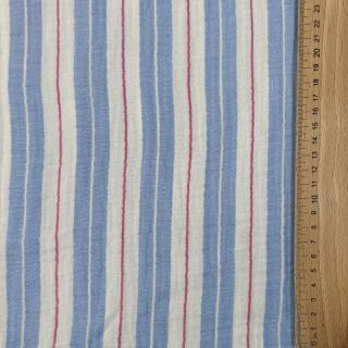 Double gauze/muslin YARN DYED Line blue