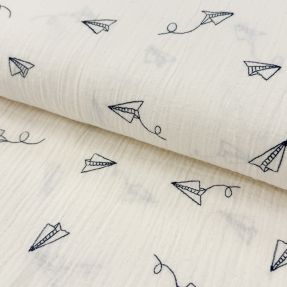 Double gauze/muslin EMBROIDERY Paper plane natural