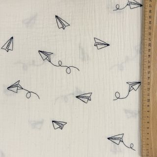 Double gauze/muslin EMBROIDERY Paper plane natural