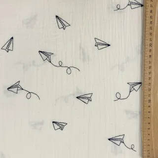 Double gauze/muslin EMBROIDERY Paper plane natural