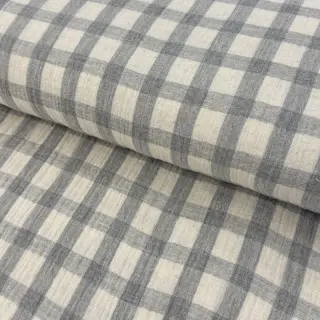 Double gauze/muslin LINEN YARN DYED Checks grey natural