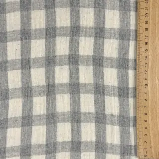 Double gauze/muslin LINEN YARN DYED Checks grey natural