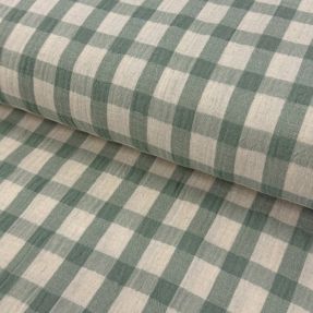 Double gauze/muslin LINEN YARN DYED Checks sage natural