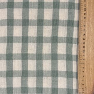 Double gauze/muslin LINEN YARN DYED Checks sage natural