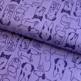 Cotton fabric FLANNEL Dogs purple