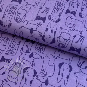 Cotton fabric FLANNEL Dogs purple