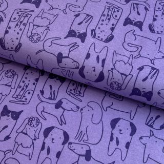 Cotton fabric FLANNEL Dogs purple