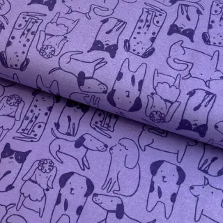 Cotton fabric FLANNEL Dogs purple