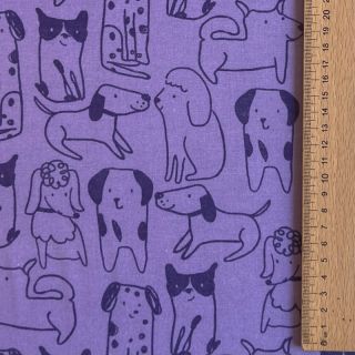 Cotton fabric FLANNEL Dogs purple