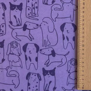 Cotton fabric FLANNEL Dogs purple