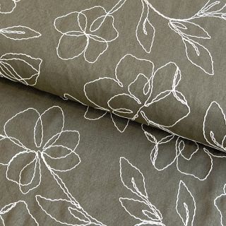 Linen viscose EMBROIDERY Flower Danielle pickle