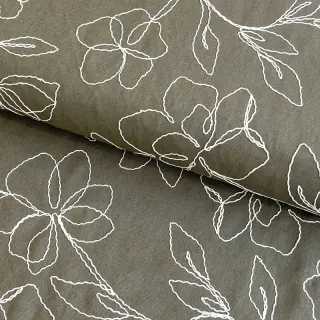 Linen viscose EMBROIDERY Flower Danielle pickle