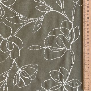 Linen viscose EMBROIDERY Flower Danielle pickle