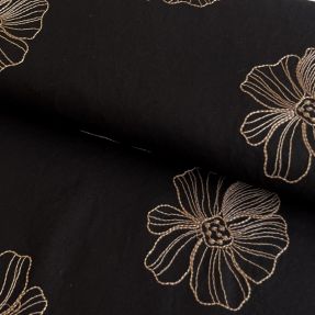 Linen viscose EMBROIDERY Flower Maya black