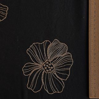 Linen viscose EMBROIDERY Flower Maya black