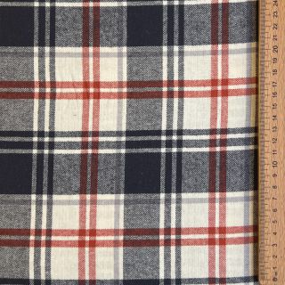 Cotton fabric YARN DYED CHECK BRUSHED navy brick