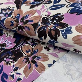 Sweat fabric Flowers Mici ecru digital print