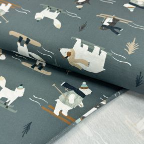 Sweat fabric Winter animals sage digital print