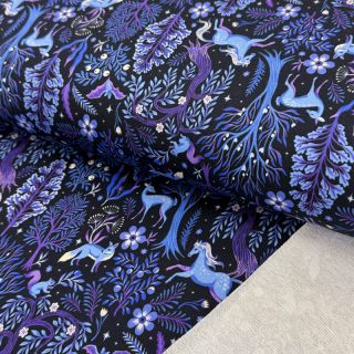 Sweat fabric Forest animals navy digital print