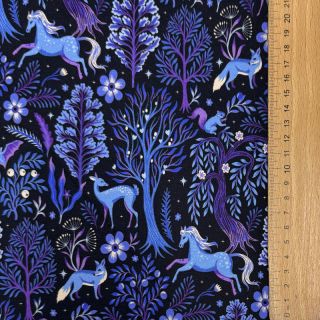 Sweat fabric Forest animals navy digital print