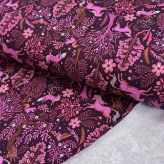 Sweat fabric Forest animals bordeaux digital print