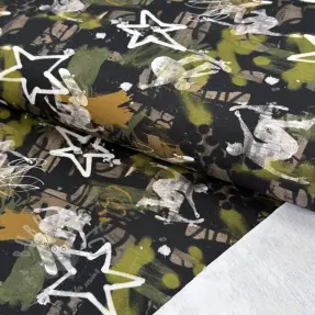 Sweat fabric Graffiti army green digital print