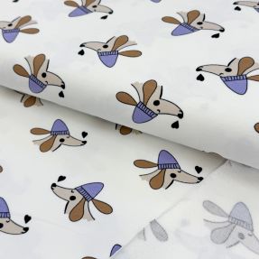 Sweat fabric Dogs and hearts off white