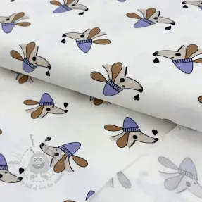Sweat fabric Dogs and hearts off white