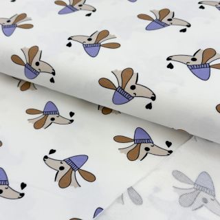 Sweat fabric Dogs and hearts off white