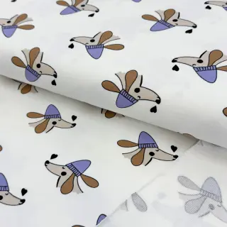 Sweat fabric Dogs and hearts off white