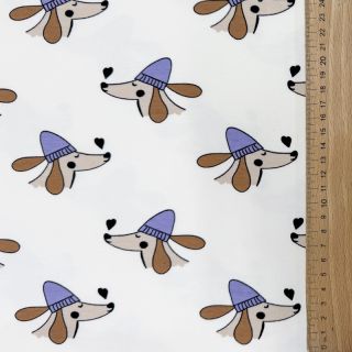 Sweat fabric Dogs and hearts off white