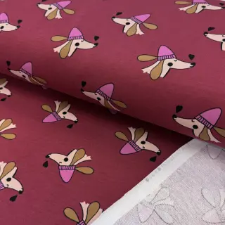 Sweat fabric Dogs and hearts red
