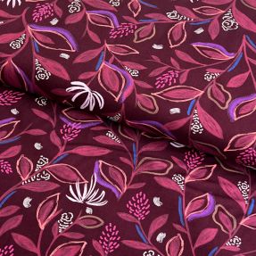 Cotton fabric Leaves bordeaux digital print