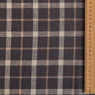 Linen viscose YARN DYED Block brown