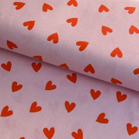 Cotton fabric FLANNEL Hearts pink