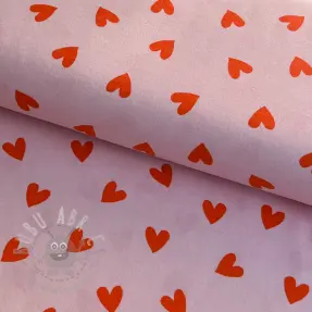 Cotton fabric FLANNEL Hearts pink