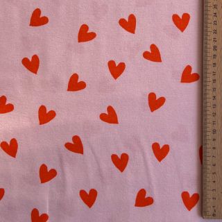 Cotton fabric FLANNEL Hearts pink