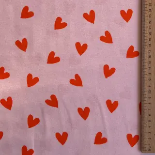 Cotton fabric FLANNEL Hearts pink