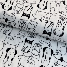 Cotton fabric FLANNEL Dogs off white