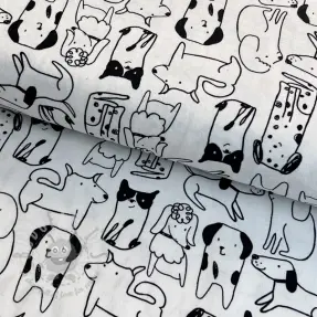 Cotton fabric FLANNEL Dogs off white
