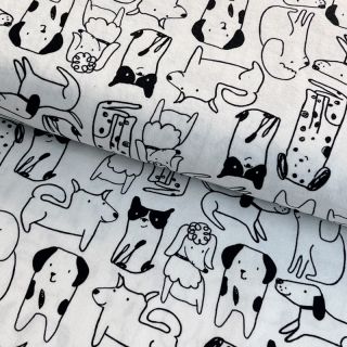 Cotton fabric FLANNEL Dogs off white