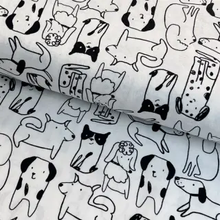 Cotton fabric FLANNEL Dogs off white