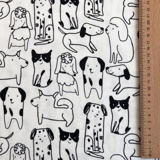 Cotton fabric FLANNEL Dogs off white