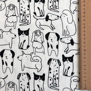 Cotton fabric FLANNEL Dogs off white