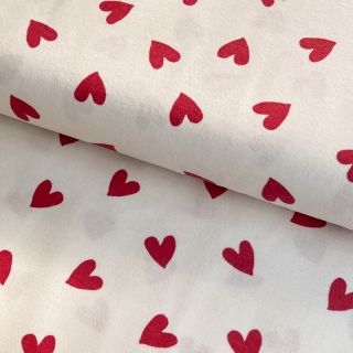 Cotton fabric FLANNEL Hearts off white