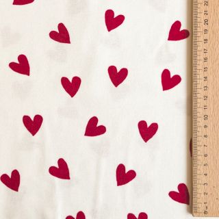 Cotton fabric FLANNEL Hearts off white