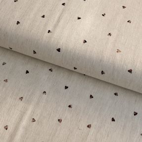 Linen viscose FOIL Hearts ecru