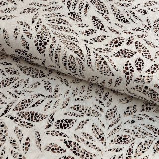 Linen viscose FOIL Leaves bronze