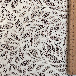 Linen viscose FOIL Leaves bronze